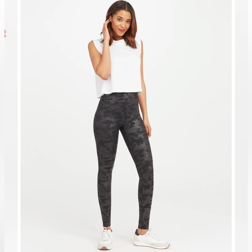Spanx Faux Leather Camo Leggings